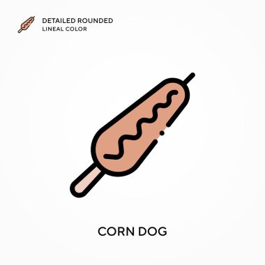 Mısırlı sosis yuvarlak çizgi rengini detaylandırdı. Modern vektör illüstrasyon kavramları. Düzenlemesi ve kişiselleştirmesi kolay.