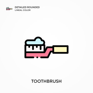 Diş fırçası ayrıntılı yuvarlak çizgisel renk. Modern vektör illüstrasyon kavramları. Düzenlemesi ve kişiselleştirmesi kolay.