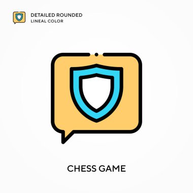 Satranç oyunu yuvarlak çizgi rengini detaylandırdı. Modern vektör illüstrasyon kavramları. Düzenlemesi ve kişiselleştirmesi kolay.