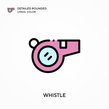 Islık ayrıntılı yuvarlak çizgisel renk. Modern vektör illüstrasyon kavramları. Düzenlemesi ve kişiselleştirmesi kolay.