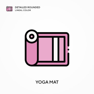 Yoga paspası yuvarlak çizgi rengini detaylandırdı. Modern vektör illüstrasyon kavramları. Düzenlemesi ve kişiselleştirmesi kolay.