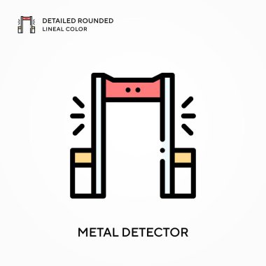 Metal detektörü yuvarlak çizgisel rengi detaylı olarak açıklar. Modern vektör illüstrasyon kavramları. Düzenlemesi ve kişiselleştirmesi kolay.