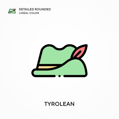 Tirol 'ün ayrıntılı yuvarlak çizgisel rengi. Modern vektör illüstrasyon kavramları. Düzenlemesi ve kişiselleştirmesi kolay.