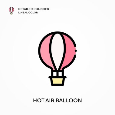Sıcak hava balonu yuvarlak çizgi rengini detaylandırdı. Modern vektör illüstrasyon kavramları. Düzenlemesi ve kişiselleştirmesi kolay.