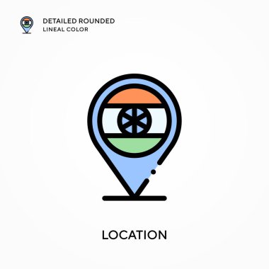 Konum ayrıntılı yuvarlak doğrusal renk. Modern vektör illüstrasyon kavramları. Düzenlemesi ve kişiselleştirmesi kolay.