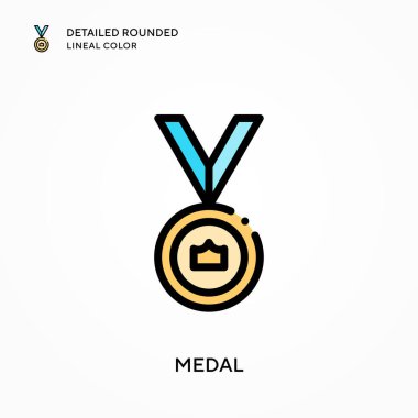 Madalya detaylı yuvarlak çizgisel renk. Modern vektör illüstrasyon kavramları. Düzenlemesi ve kişiselleştirmesi kolay.