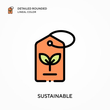 Sürdürülebilir detaylı yuvarlak çizgi rengi. Modern vektör illüstrasyon kavramları. Düzenlemesi ve kişiselleştirmesi kolay.