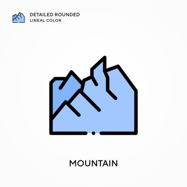 Dağ detaylı yuvarlak çizgisel renk. Modern vektör illüstrasyon kavramları. Düzenlemesi ve kişiselleştirmesi kolay.