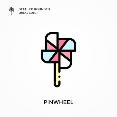 Fırıldak detaylı yuvarlak çizgisel renk. Modern vektör illüstrasyon kavramları. Düzenlemesi ve kişiselleştirmesi kolay.