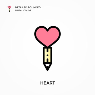 Kalp detaylı yuvarlak çizgisel renk. Modern vektör illüstrasyon kavramları. Düzenlemesi ve kişiselleştirmesi kolay.