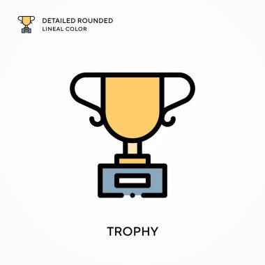 Kupa ayrıntılı yuvarlak lineal renk. Modern vektör illüstrasyon kavramları. Düzenlemesi ve kişiselleştirmesi kolay.