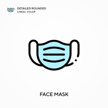Yüz maskesi yuvarlak çizgi rengini detaylandırmış. Modern vektör illüstrasyon kavramları. Düzenlemesi ve kişiselleştirmesi kolay.