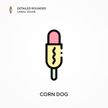 Mısırlı sosis yuvarlak çizgi rengini detaylandırdı. Modern vektör illüstrasyon kavramları. Düzenlemesi ve kişiselleştirmesi kolay.