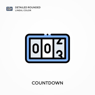 Geri sayım ayrıntılı yuvarlak çizgi rengi. Modern vektör illüstrasyon kavramları. Düzenlemesi ve kişiselleştirmesi kolay.