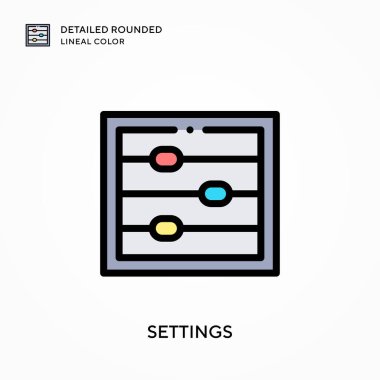 Ayarlar ayrıntılı yuvarlak doğrusal renk. Modern vektör illüstrasyon kavramları. Düzenlemesi ve kişiselleştirmesi kolay.