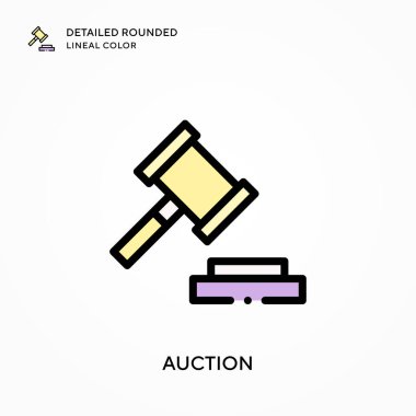 Açık arttırma yuvarlak çizgi rengini detaylandırdı. Modern vektör illüstrasyon kavramları. Düzenlemesi ve kişiselleştirmesi kolay.
