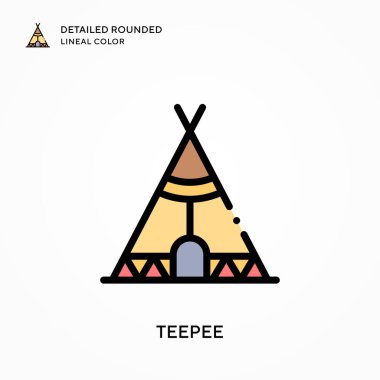 Çadır ayrıntılı yuvarlak çizgisel renk. Modern vektör illüstrasyon kavramları. Düzenlemesi ve kişiselleştirmesi kolay.