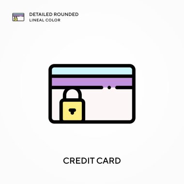 Kredi kartı yuvarlak çizgi rengini detaylandırdı. Modern vektör illüstrasyon kavramları. Düzenlemesi ve kişiselleştirmesi kolay.