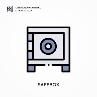 Güvenli kutu yuvarlak çizgi rengini detaylandırdı. Modern vektör illüstrasyon kavramları. Düzenlemesi ve kişiselleştirmesi kolay.