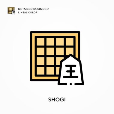 Shogi yuvarlak çizgi rengini detaylandırdı. Modern vektör illüstrasyon kavramları. Düzenlemesi ve kişiselleştirmesi kolay.