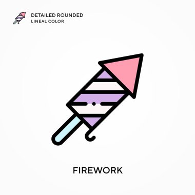 Havai fişek ayrıntılı yuvarlak çizgisel renk. Modern vektör illüstrasyon kavramları. Düzenlemesi ve kişiselleştirmesi kolay.