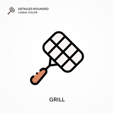 Izgara ayrıntılı yuvarlak çizgisel renk. Modern vektör illüstrasyon kavramları. Düzenlemesi ve kişiselleştirmesi kolay.