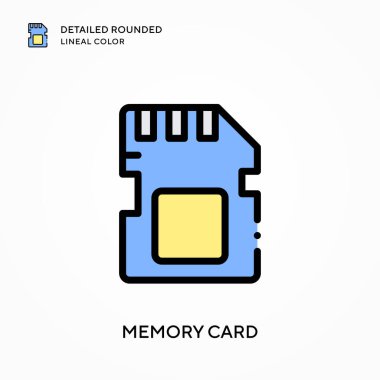 Hafıza kartı yuvarlak doğrusal renkleri detaylı olarak açıklar. Modern vektör illüstrasyon kavramları. Düzenlemesi ve kişiselleştirmesi kolay.