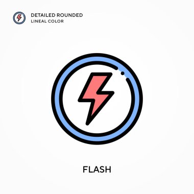 Flaş detaylı yuvarlak çizgi rengi. Modern vektör illüstrasyon kavramları. Düzenlemesi ve kişiselleştirmesi kolay.