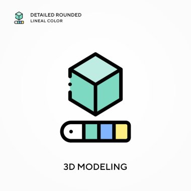 3D modelleme ayrıntılı yuvarlak çizgisel renk. Modern vektör illüstrasyon kavramları. Düzenlemesi ve kişiselleştirmesi kolay.
