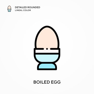 Haşlanmış yumurta ayrıntılı yuvarlak çizgisel renk. Modern vektör illüstrasyon kavramları. Düzenlemesi ve kişiselleştirmesi kolay.