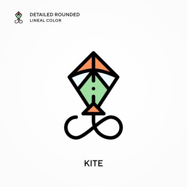 Uçurtma ayrıntılı yuvarlak çizgisel renk. Modern vektör illüstrasyon kavramları. Düzenlemesi ve kişiselleştirmesi kolay.