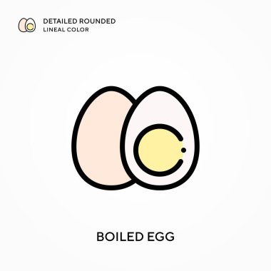 Haşlanmış yumurta ayrıntılı yuvarlak çizgisel renk. Modern vektör illüstrasyon kavramları. Düzenlemesi ve kişiselleştirmesi kolay.