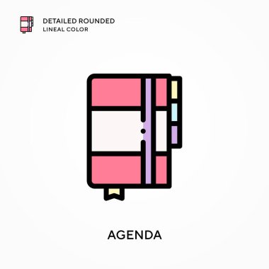 Gündem ayrıntılı yuvarlak çizgisel renk. Modern vektör illüstrasyon kavramları. Düzenlemesi ve kişiselleştirmesi kolay.