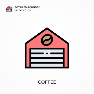 Kahve ayrıntılı yuvarlak çizgisel renk. Modern vektör illüstrasyon kavramları. Düzenlemesi ve kişiselleştirmesi kolay.