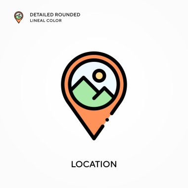 Konum ayrıntılı yuvarlak doğrusal renk. Modern vektör illüstrasyon kavramları. Düzenlemesi ve kişiselleştirmesi kolay.