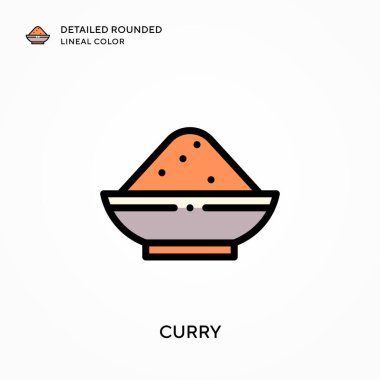 Curry ayrıntılı yuvarlak çizgisel renk. Modern vektör illüstrasyon kavramları. Düzenlemesi ve kişiselleştirmesi kolay.