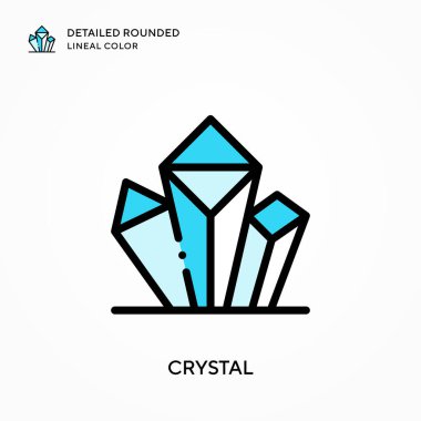Kristal detaylı yuvarlak çizgisel renk. Modern vektör illüstrasyon kavramları. Düzenlemesi ve kişiselleştirmesi kolay.