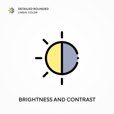 Parlaklık ve kontrastın ayrıntılı yuvarlak çizgisel rengi. Modern vektör illüstrasyon kavramları. Düzenlemesi ve kişiselleştirmesi kolay.