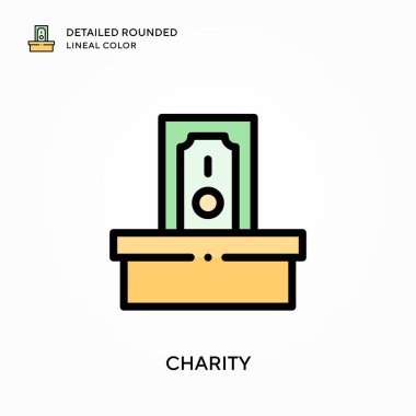 Hayır kurumu yuvarlak çizgi rengini detaylandırdı. Modern vektör illüstrasyon kavramları. Düzenlemesi ve kişiselleştirmesi kolay.