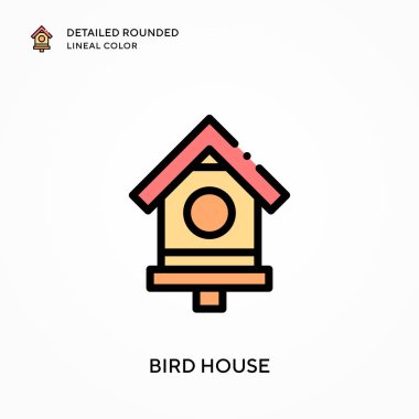 Kuş evi yuvarlak çizgisel renkler içeriyor. Modern vektör illüstrasyon kavramları. Düzenlemesi ve kişiselleştirmesi kolay.