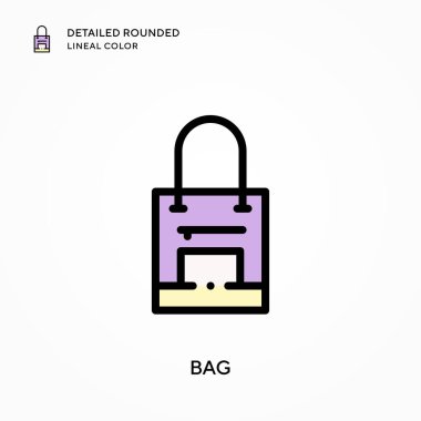 Torbanın ayrıntılı yuvarlak çizgisel rengi. Modern vektör illüstrasyon kavramları. Düzenlemesi ve kişiselleştirmesi kolay.
