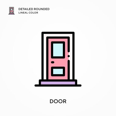 Kapı detaylı yuvarlak çizgisel renk. Modern vektör illüstrasyon kavramları. Düzenlemesi ve kişiselleştirmesi kolay.