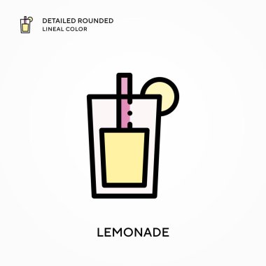 Limonata ayrıntılı yuvarlak çizgisel renk. Modern vektör illüstrasyon kavramları. Düzenlemesi ve kişiselleştirmesi kolay.