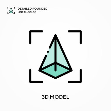 3D model ayrıntılı yuvarlak çizgisel renk. Modern vektör illüstrasyon kavramları. Düzenlemesi ve kişiselleştirmesi kolay.