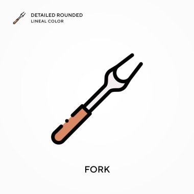 Çatal detaylı yuvarlak çizgisel renk. Modern vektör illüstrasyon kavramları. Düzenlemesi ve kişiselleştirmesi kolay.
