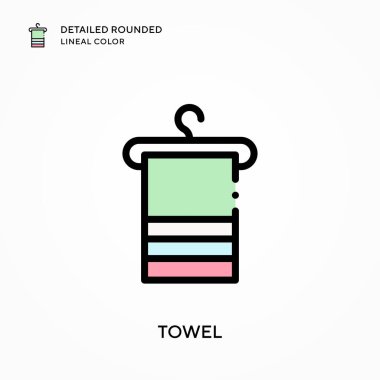 Havlunun ayrıntılı yuvarlak çizgisel rengi. Modern vektör illüstrasyon kavramları. Düzenlemesi ve kişiselleştirmesi kolay.