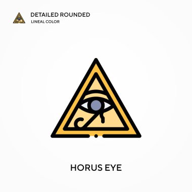Horus Eye yuvarlak doğrusal renk vektör simgesi detaylı. Web mobil UI ögesi için resimleme sembolü tasarım şablonu. Düzenlenebilir vuruşlarda mükemmel renk modern piktogram. İş projeniz için Horus göz simgeleri