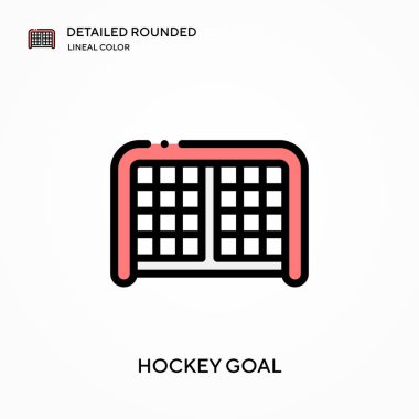 Hokey golü yuvarlak lineal renk vektörü simgesi detaylı. Web mobil UI ögesi için resimleme sembolü tasarım şablonu. Düzenlenebilir vuruşlarda mükemmel renk modern piktogram. İş projeniz için hokey hedef simgeleri