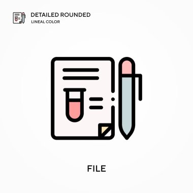 Dosya ayrıntılı yuvarlak doğrusal renk vektör simgesi. Web mobil UI ögesi için resimleme sembolü tasarım şablonu. Düzenlenebilir vuruşlarda mükemmel renk modern piktogram. İş projeniz için dosya simgeleri