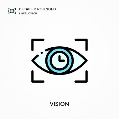 Görüş detaylı yuvarlak doğrusal renk vektör simgesi. Web mobil UI ögesi için resimleme sembolü tasarım şablonu. Düzenlenebilir vuruşlarda mükemmel renk modern piktogram. İş projeniz için vizyon simgeleri